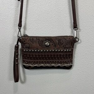 Trinity Ranch western Brown Patterned crossbody Bag